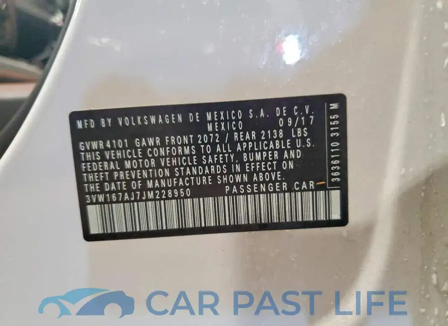 3VW167AJ7JM228950# 12