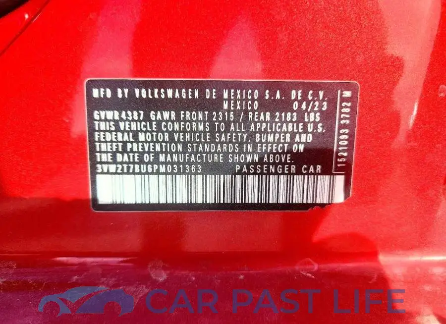 3VW2T7BU6PM031363# 13