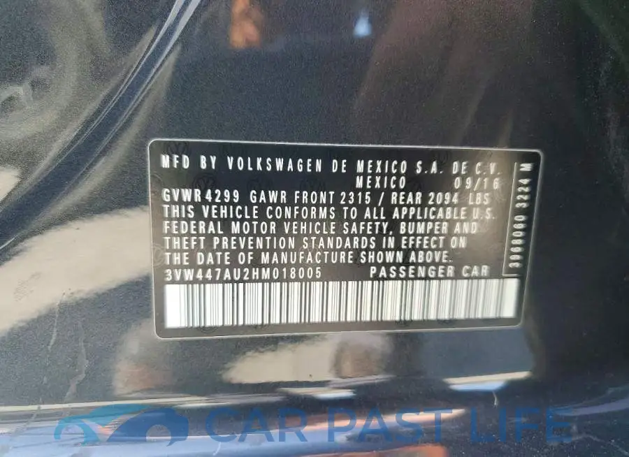 3VW447AU2HM018005# 12