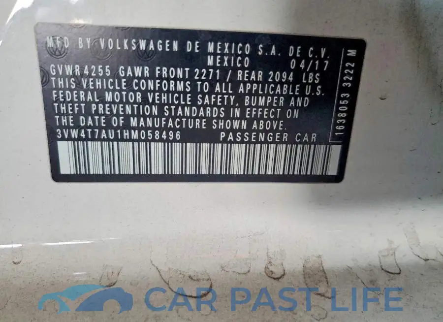 3VW4T7AU1HM058496# 12