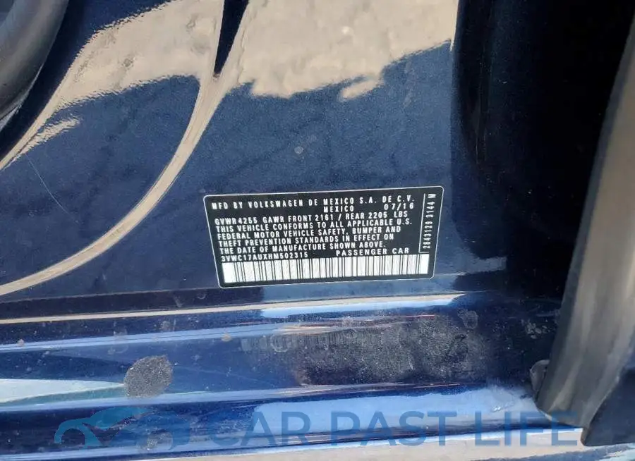 3VWC17AUXHM502315# 12