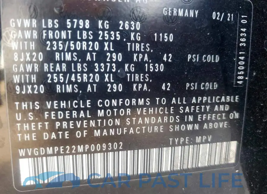 WVGDMPE22MP009302# 13