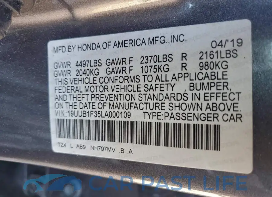 19UUB1F35LA000109# 12