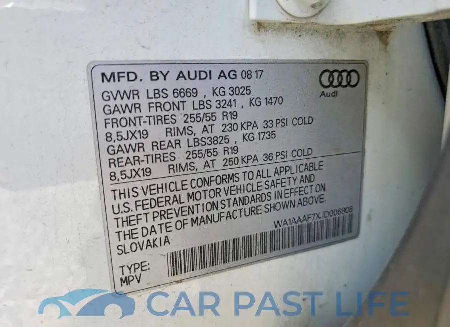 WA1AAAF7XJD006808# 13