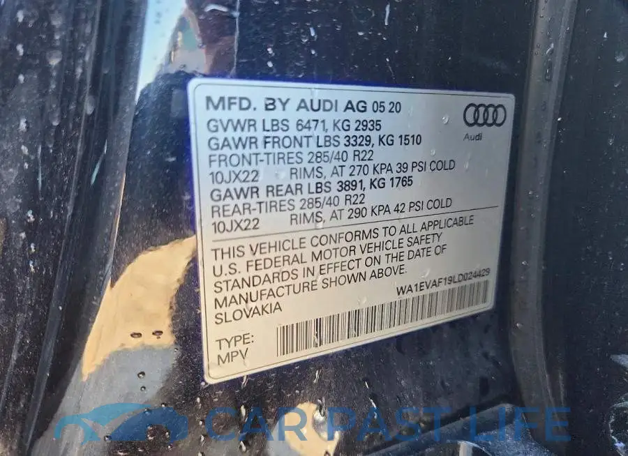 WA1EVAF19LD024429# 12