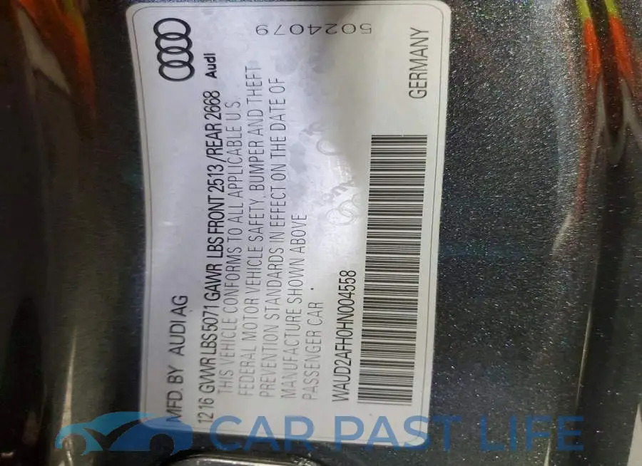 WAUD2AFH0HN004558# 12