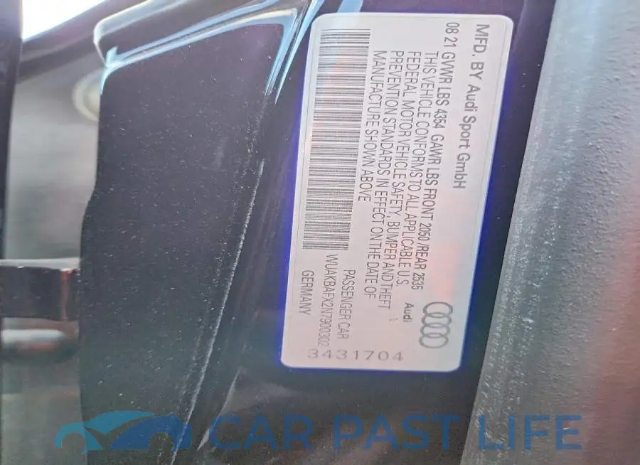 WUAKBAFX2N7900302# 13