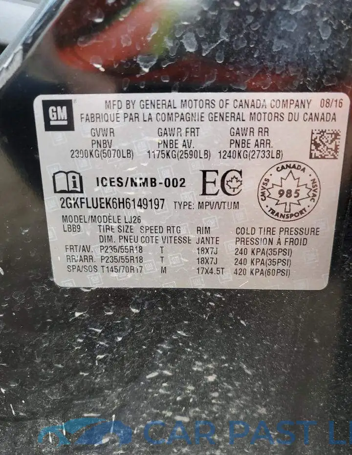 2GKFLUEK6H6149197# 14