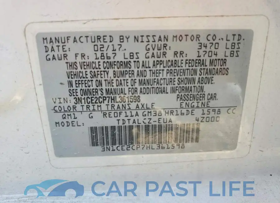 3N1CE2CP7HL361598# 12