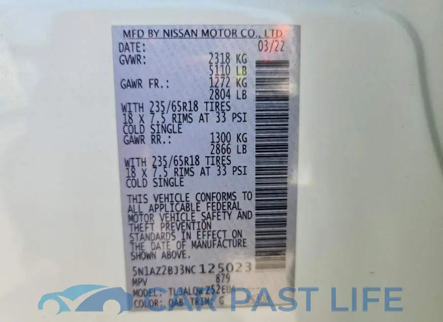 5N1AZ2BJ3NC125023# 13