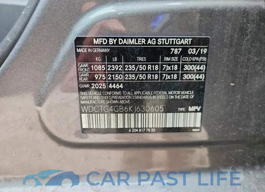 WDCTG4GB6KJ630605# 12