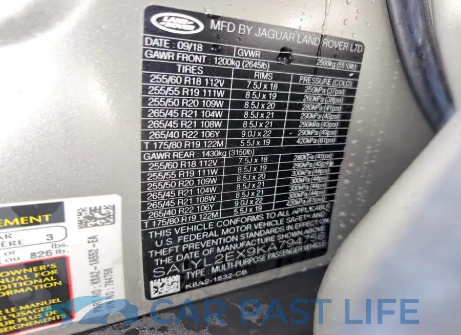 SALYL2EX9KA794756# 12
