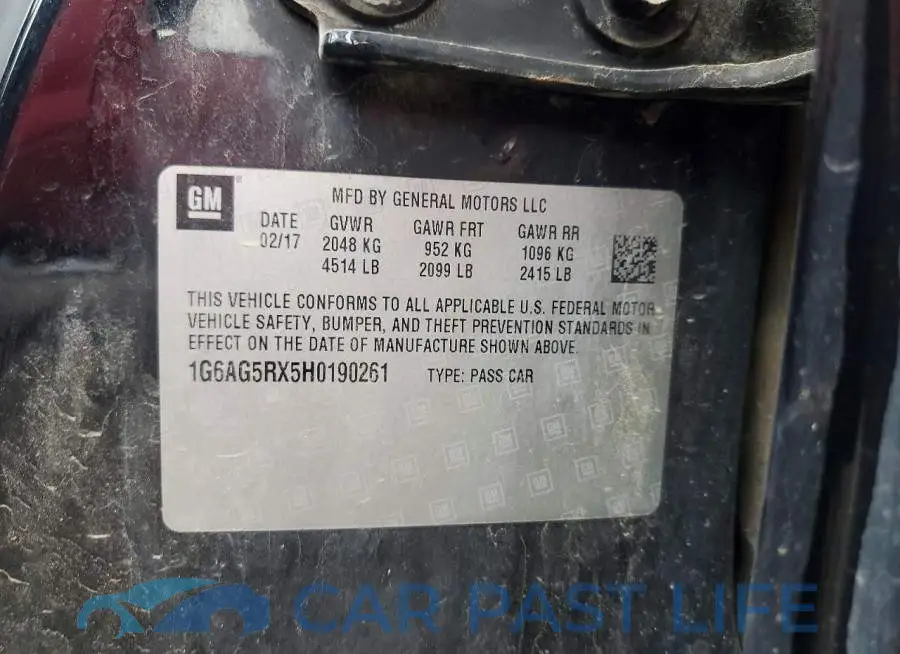 1G6AG5RX5H0190261# 12