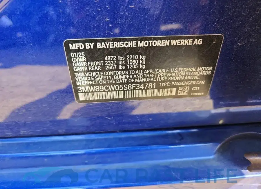 3MW89CW05S8F34781# 12