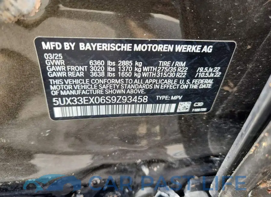5UX33EX06S9Z93458# 12