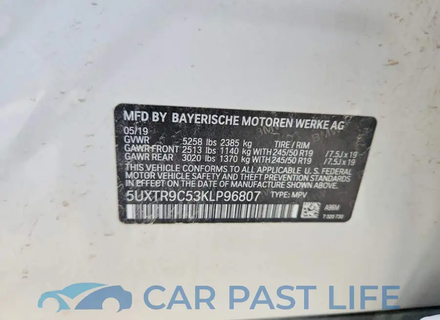 5UXTR9C53KLP96807# 12