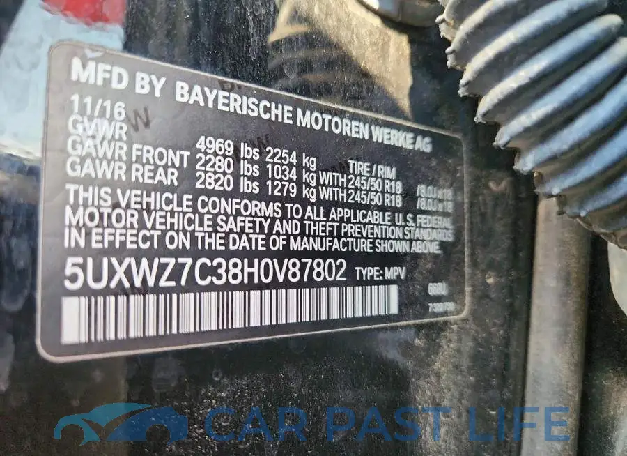 5UXWZ7C38H0V87802# 14