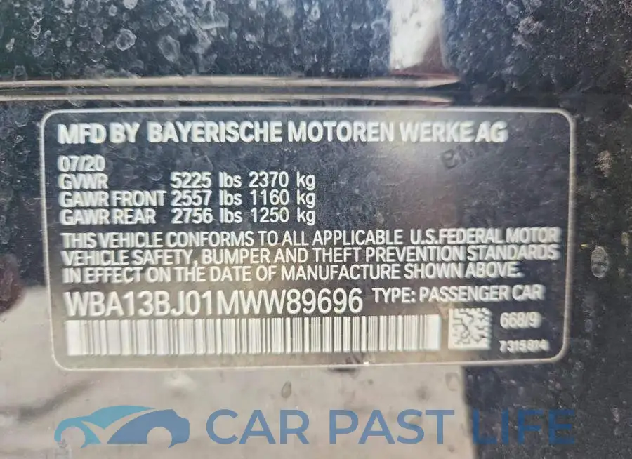 WBA13BJ01MWW89696# 12