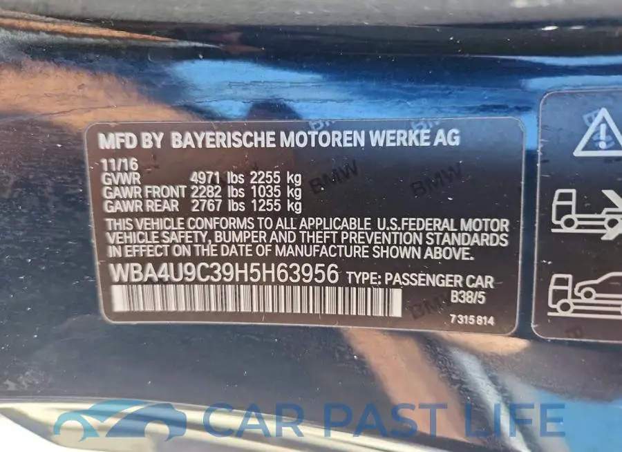 WBA4U9C39H5H63956# 12