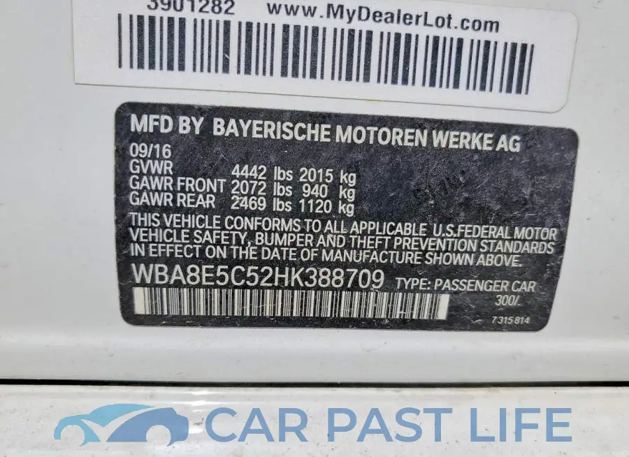 WBA8E5C52HK388709# 12