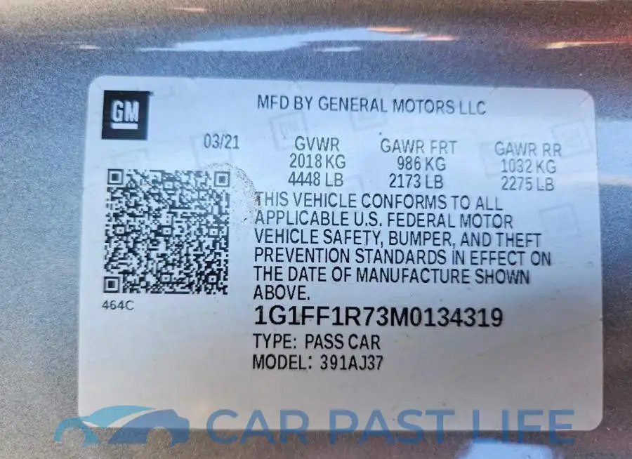 1G1FF1R73M0134319# 13