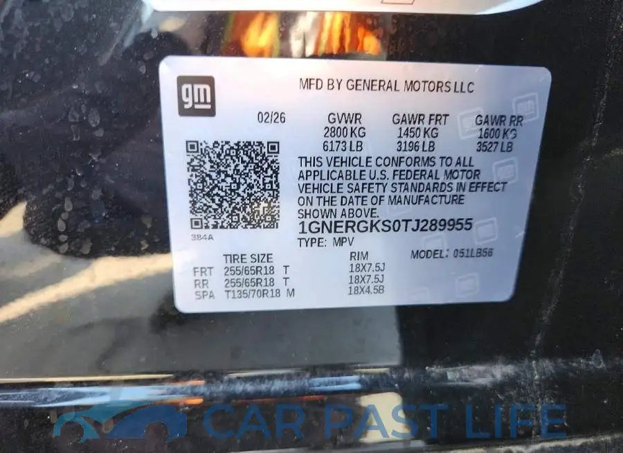 1GNERGKS0TJ289955# 13