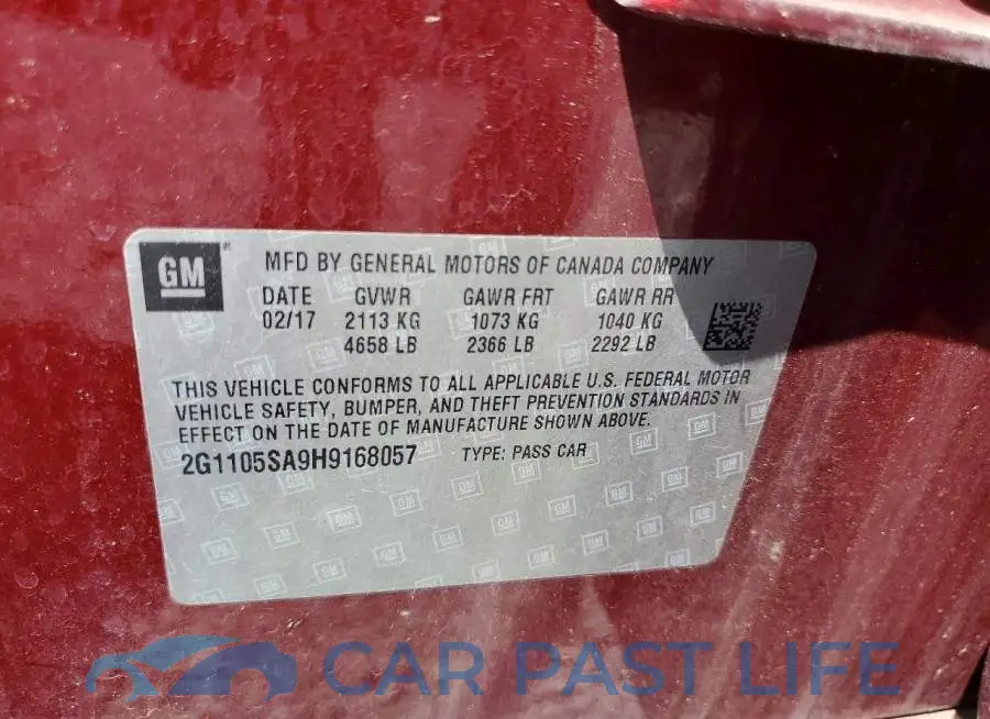 2G1105SA9H9168057# 12