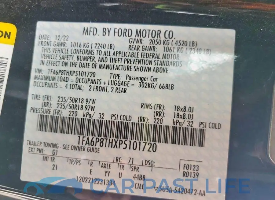 1FA6P8THXP5101720# 12