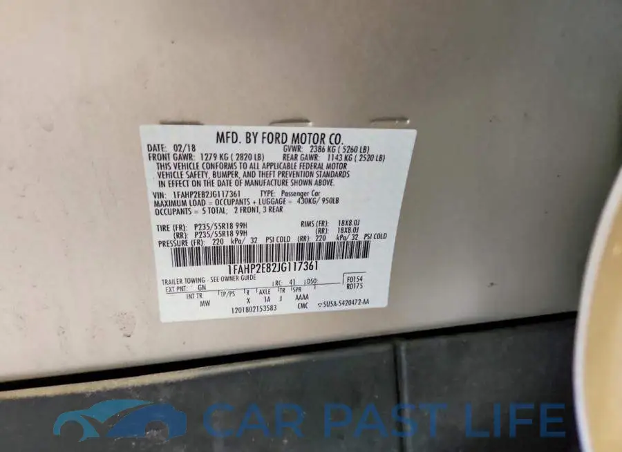 1FAHP2E82JG117361# 12