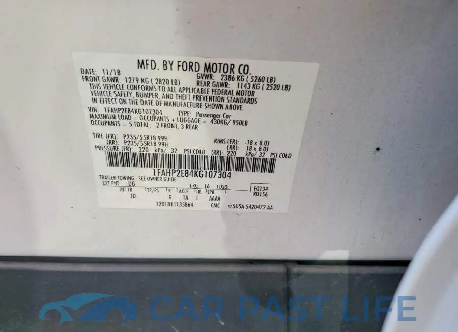 1FAHP2E84KG107304# 12