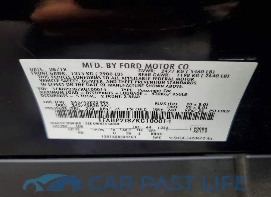 1FAHP2J87KG100014# 13