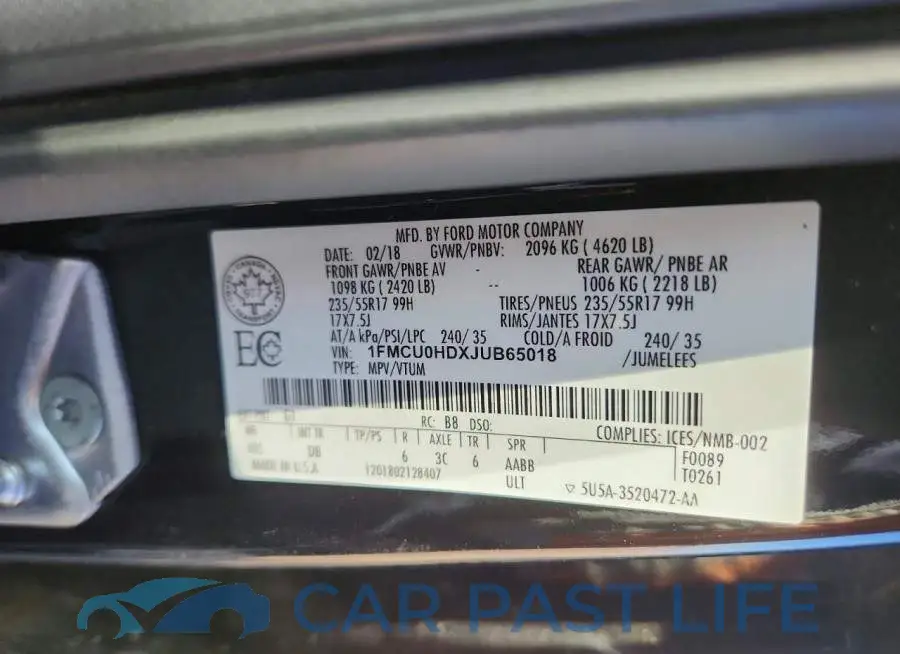 1FMCU0HDXJUB65018# 13