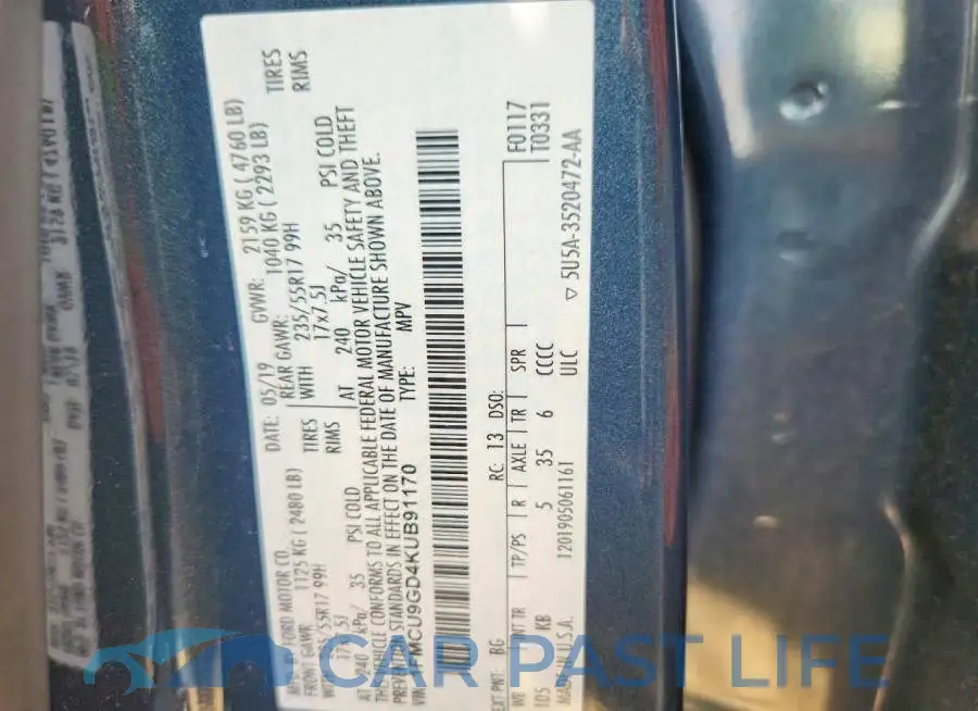 1FMCU9GD4KUB91170# 12
