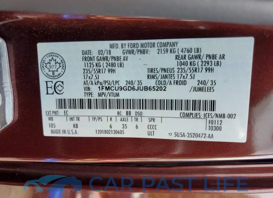 1FMCU9GD6JUB65202# 14