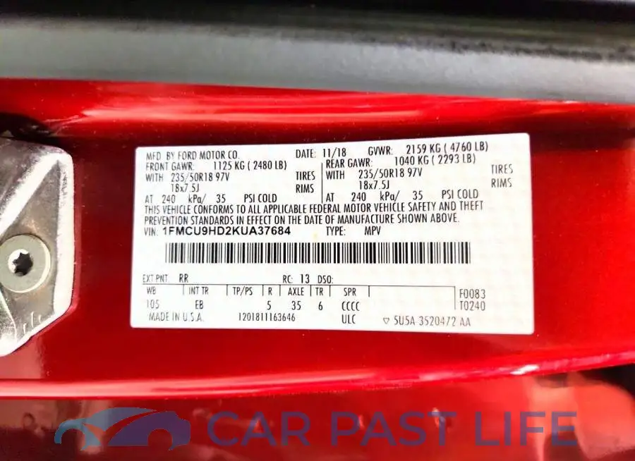 1FMCU9HD2KUA37684# 13