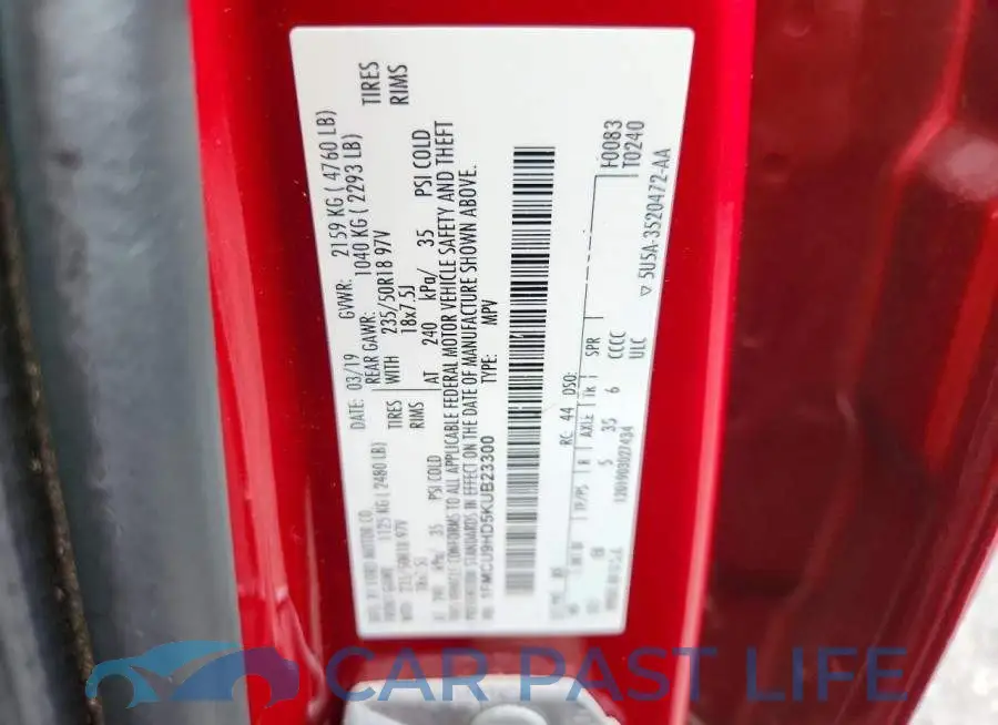 1FMCU9HD5KUB23300# 13