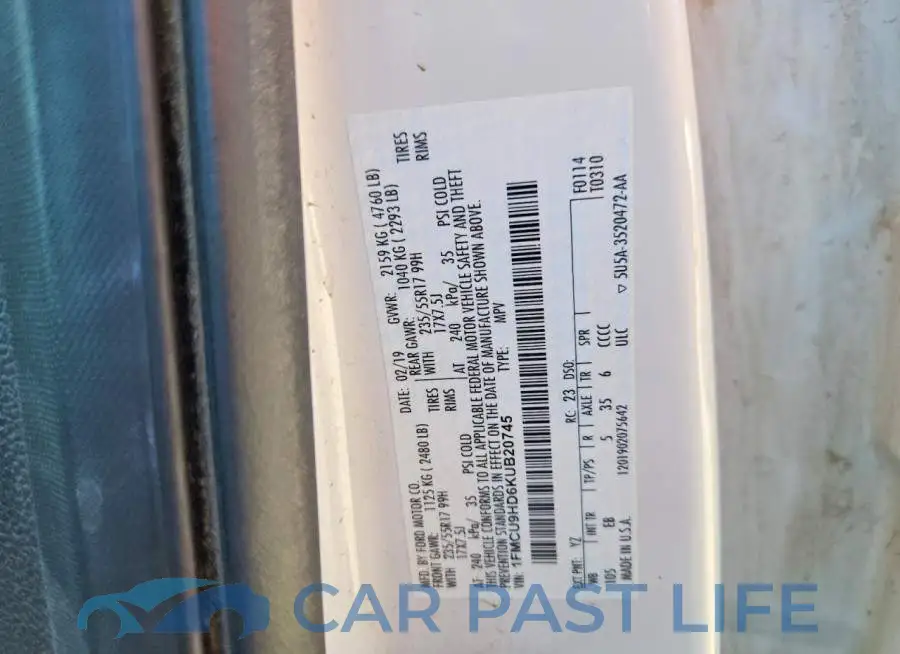 1FMCU9HD6KUB20745# 13