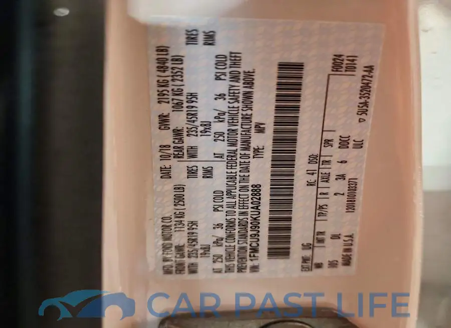 1FMCU9J90KUA02888# 13