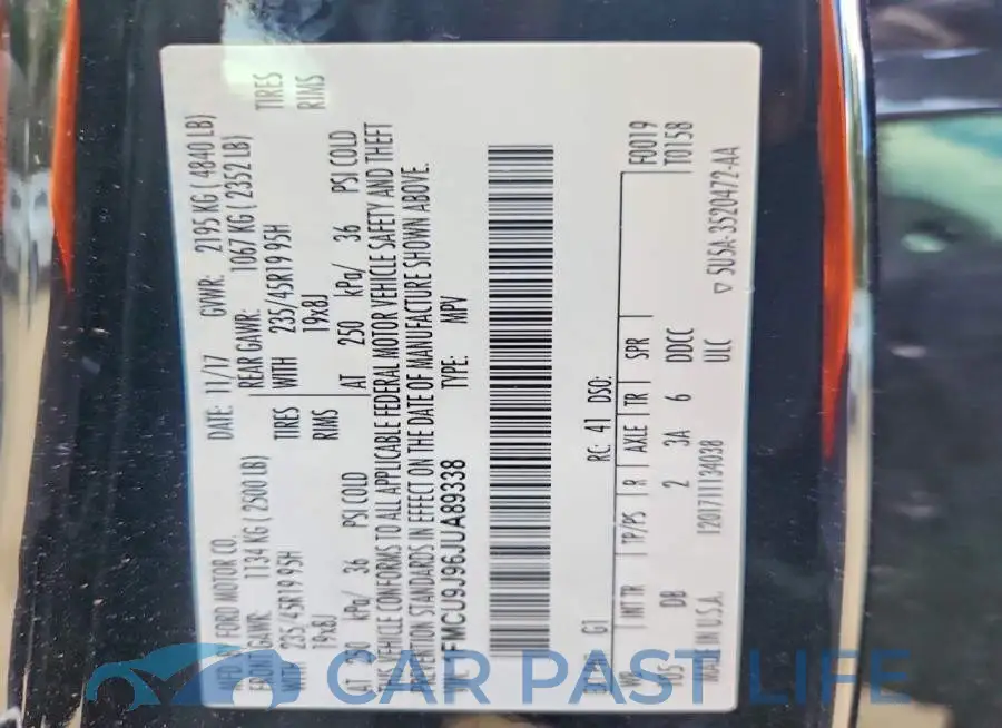 1FMCU9J96JUA89338# 14