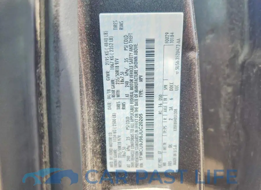 1FMCU9J98JUC20205# 12
