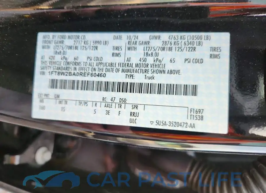 1FT8W2BA0REF60460# 12