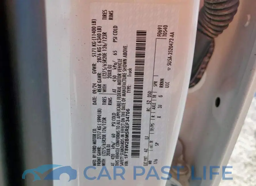 1FT8W2BM5REF34706# 12