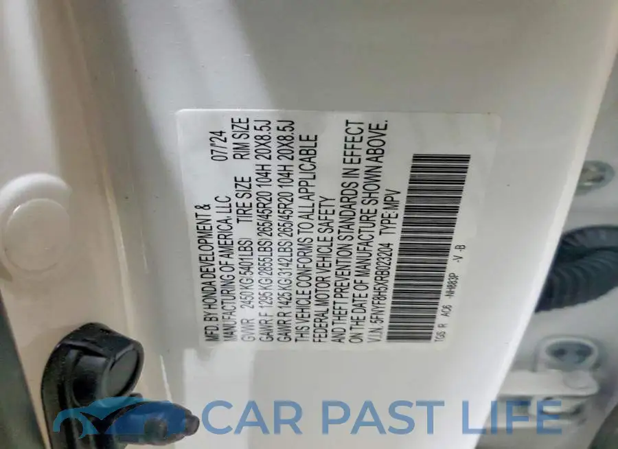 5FNYF8H5XRB023204# 14