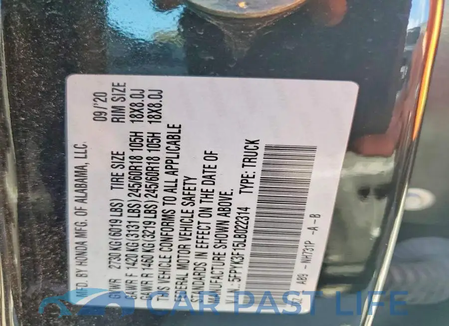 5FPYK3F15LB022314# 14