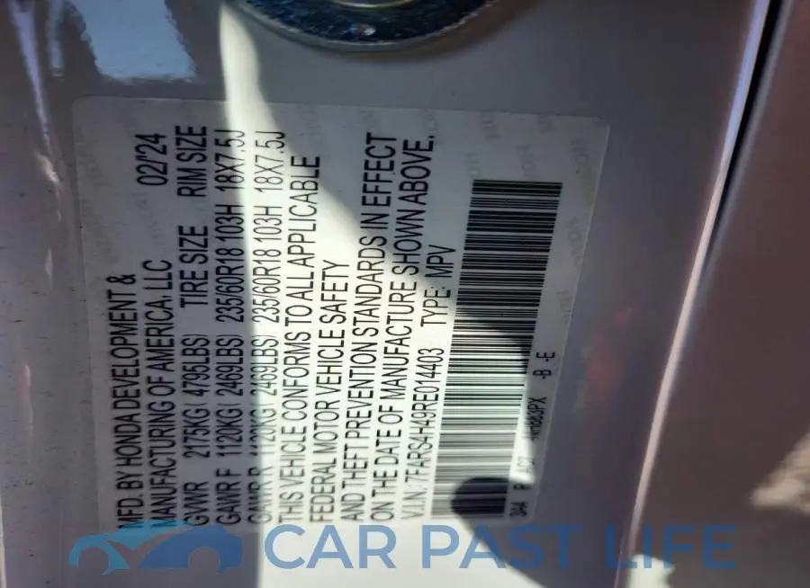 7FARS4H49RE014403# 14