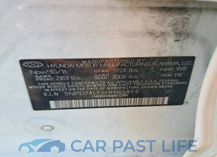 5NPD74LF6HH165893# 12