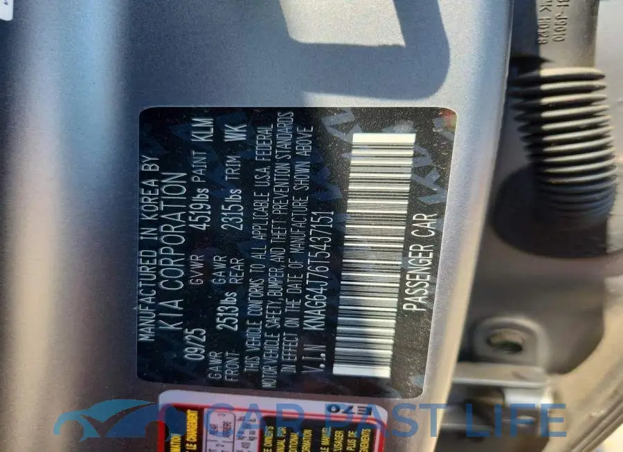 KNAG64J76T5437151# 12