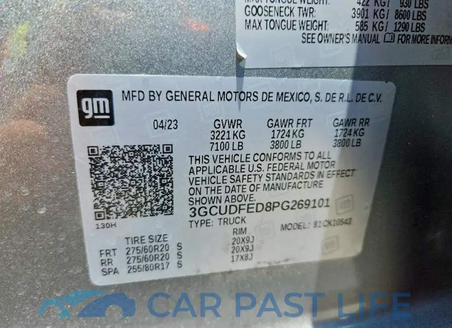 3GCUDFED8PG269101# 12