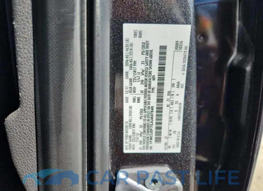 1FMCU0F75JUA97840# 12