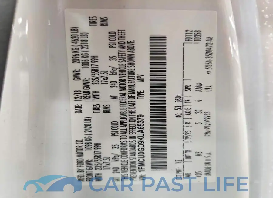 1FMCU0GD9KUA65379# 12
